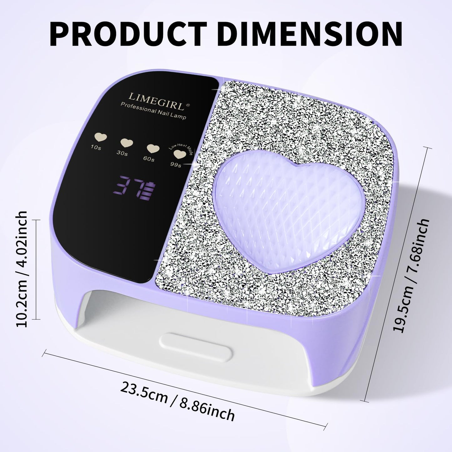 LIMEGIRL UV LED Nail Lamp Kit for Gel Polish Professional Fast Curing Purple Dryer Light Set with 4 Timer Settings Cordless Rechargeable Nail Art Cure Machine for Manicure Pedicure at Home and Salon