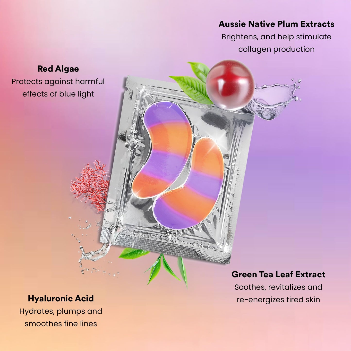 BLAQ Kakadu Plumpers Premium Under Eye Patches for Dark Circles and Puffiness. Australian Native Plum Extracts, Vegan and Cruelty-Free,15-Pack