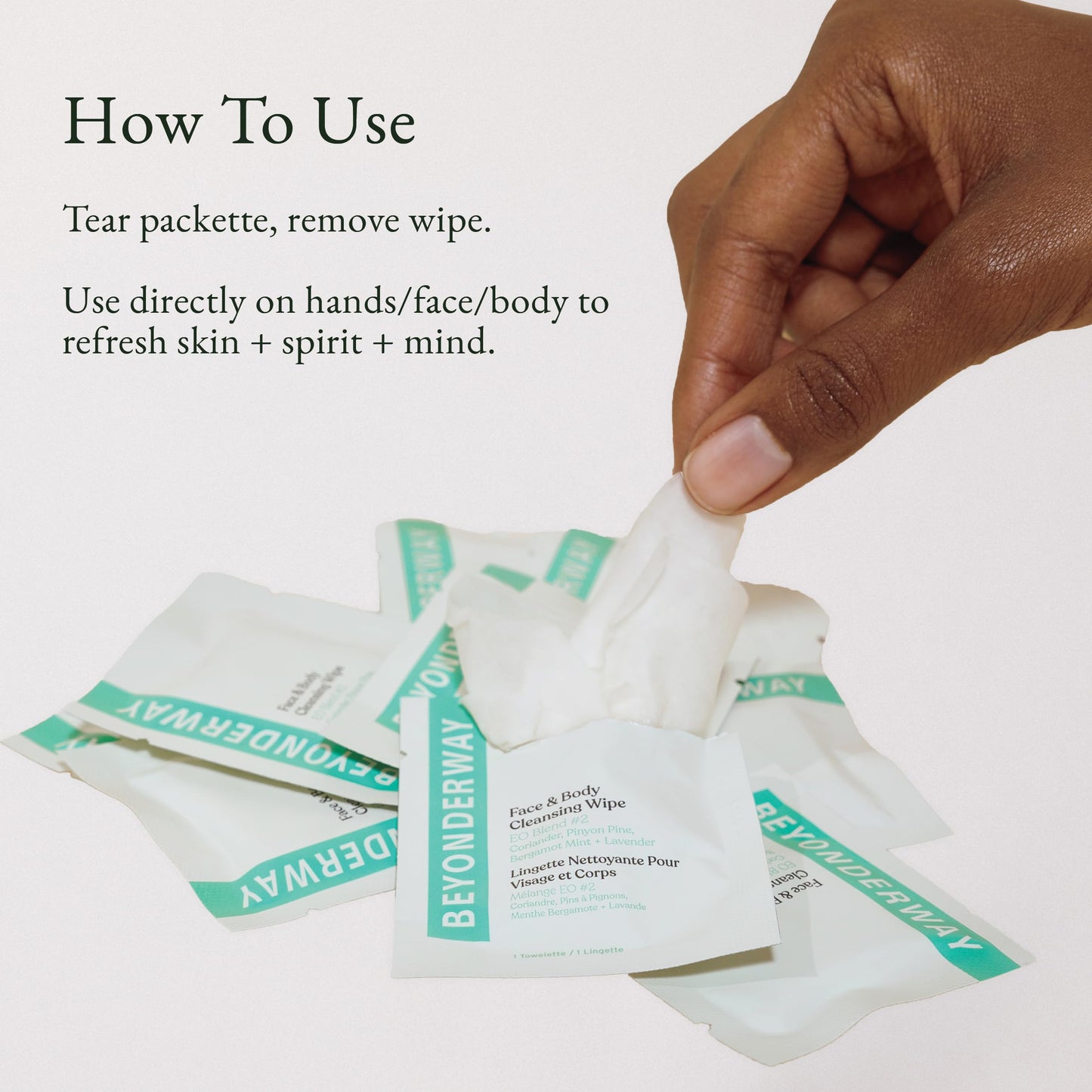 Beyonderway Essential Oil Blend No 2 Cleansing Wipes 10 Pack Travel Size Face & Body Wipes Alcohol Free Biodegradable Ultra Soft for Refreshing On the Go Cleansing