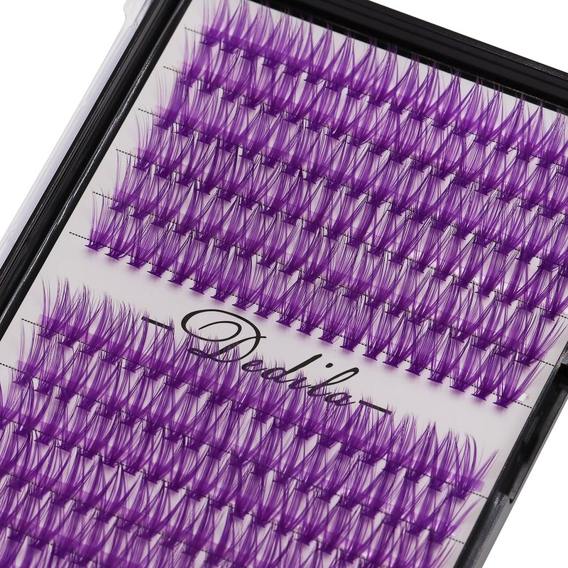 12Rows 40D Purple Color Individual False Eyelashes Large tray 240 Clusters 3D Volume Eyelashes Extensions Thickness 0.07mm D Curl Makeup Colorful Eye Lashes Cluster Beauty Tools (16mm)