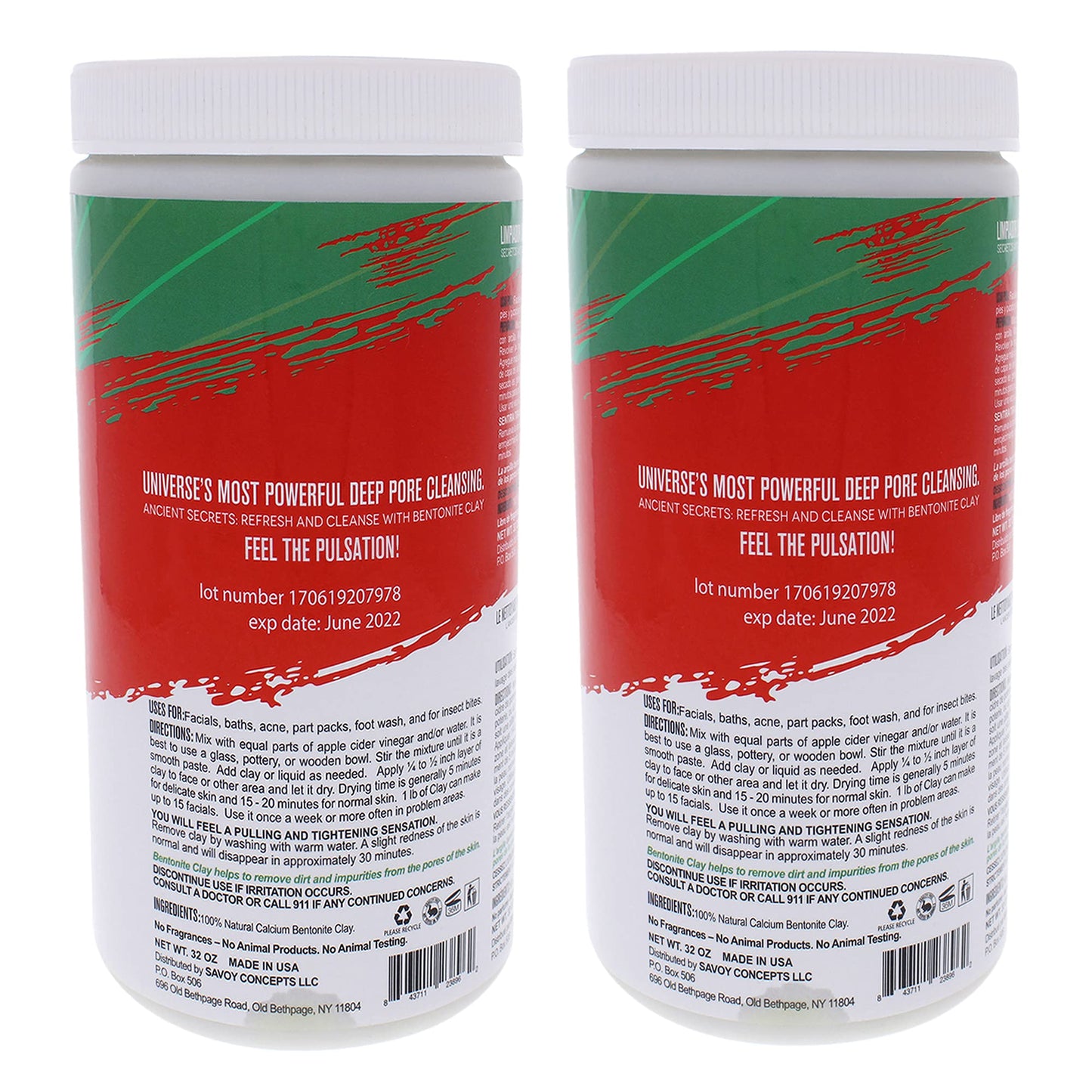Mayan Magic Mud Powerful Deep Pore Cleansing Calcium Bentonite Clay - 4 lbs (2 Pc) - Bulk Natural Face Mask Peel for Men and Women - USA Made Full Facial Skin Care - Spa Skin Cleanser Beauty Products