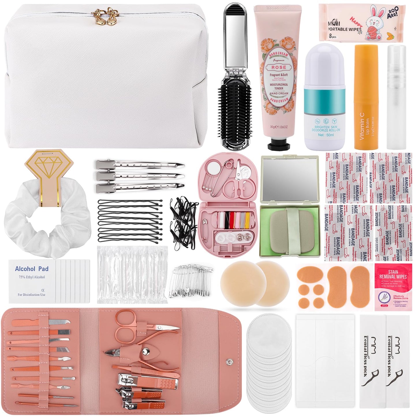 Bridal Emergency Kit for Wedding Day,Wedding Essentials Survival Set for Team Bride,Must-Have 30+ Essentials Personal Care Travel Kit with Makeup Bag