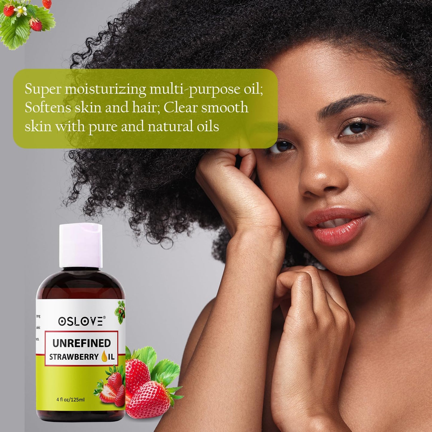 Unrefined Strawberry Seed Oil - 4 oz by Oslove | Natural and Cold Pressed | Use for Skin and Hair | Anti-Aging and Softening for Skin