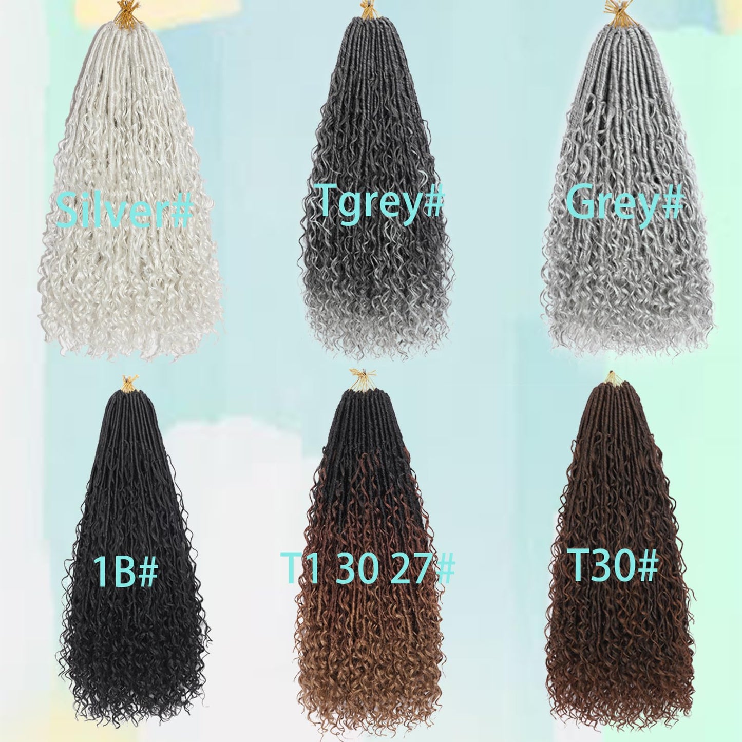 Grey Goddess Locs Crochet Hair 7-Pack Pre Looped Braiding Hair 84 Strands Bohemian Faux Loc Boho Braids River Locs Dreadlocs Hair for Black Women (grey, 24 Inch(Pack of 7))