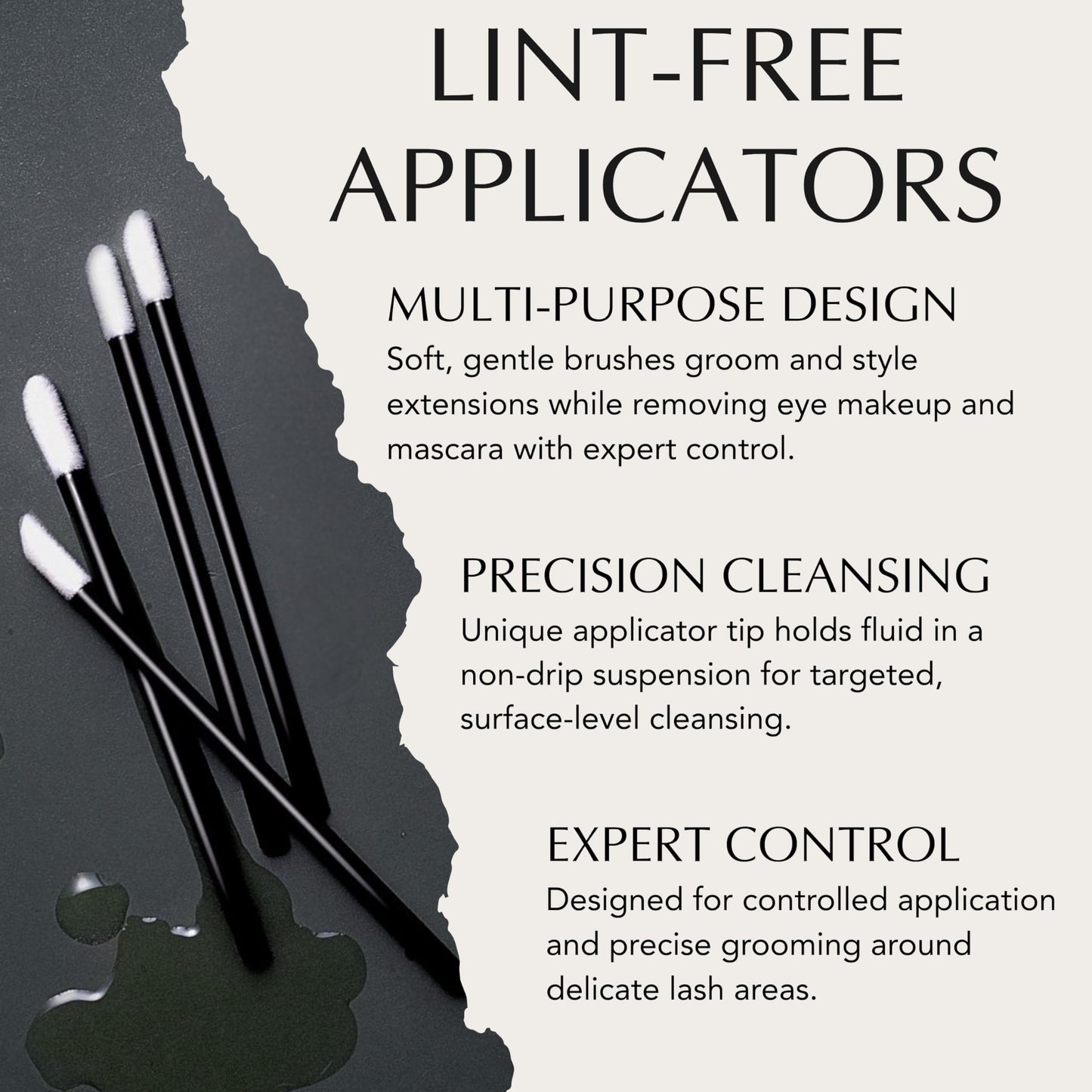 Xtreme Lashes Lint-Free Applicators, 100 Count, Lash Extension Safe, Applicator Brushes for Cleansing, Priming & Makeup Removal, Precision, Non-Drip Tip