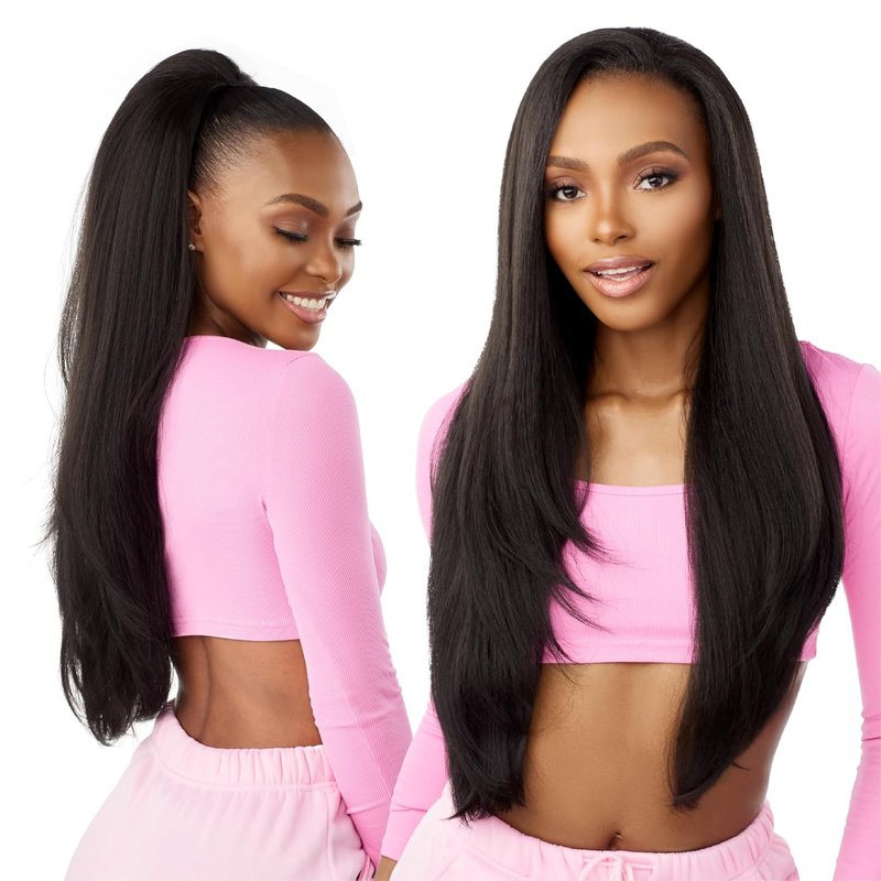 Sensationnel Instant Updown Half Wig Pony - Versatile 4-in-1 Drawstring Style | 1B Off Black
