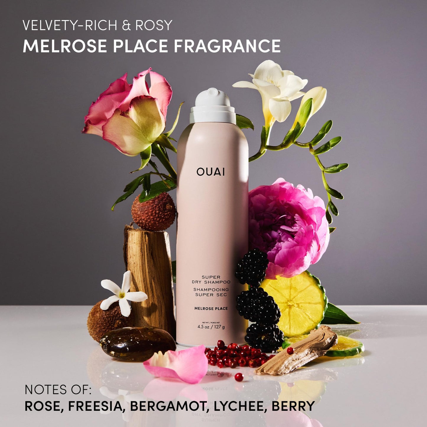 OUAI Super Travel Size Dry Shampoo - Volumizing Dry Shampoo - Absorbs Oil, Dirt & Sweat - Blends Seamlessly into Hair with Zero Residue & Enriched with a Long-Lasting Scent - Melrose Place (2 oz)