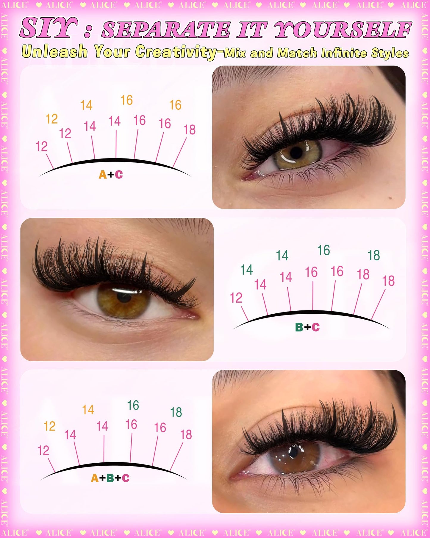 ALICE Flaunt Lash Clsuters Eyelash Clusters, Fluff Lash Extensions Anime Spiky Eyelash Extensions, Fairy Manga Volume Individual Lashes with Bottom Lashes 8-18mm SIY Separate it Yourself
