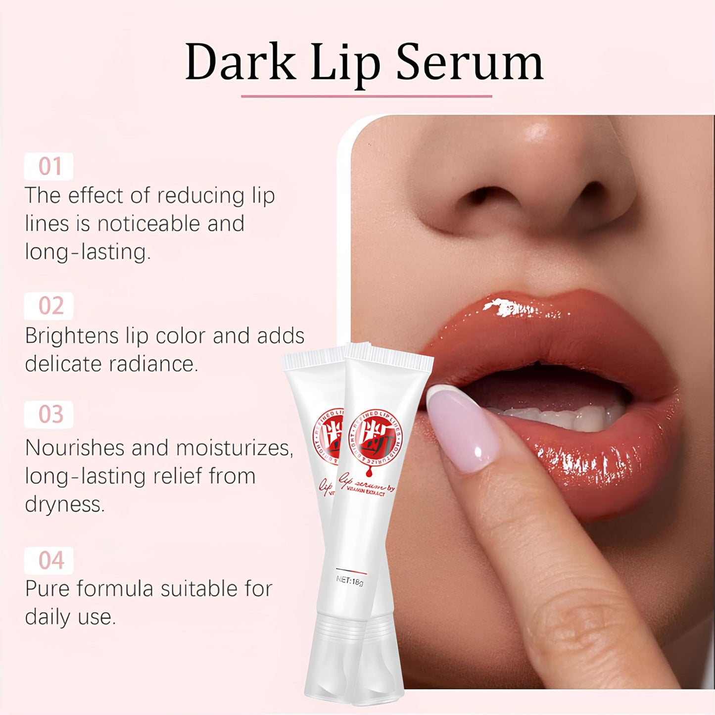 Jinshane Lip Serum by Vitamin Extract, Lip Lightening for Dark Lips, Lip Balm Dark Lip Treatment for for Smokers and Non-smokers, Lip Brightener for Dark Lips Fade Cream, 2Paack