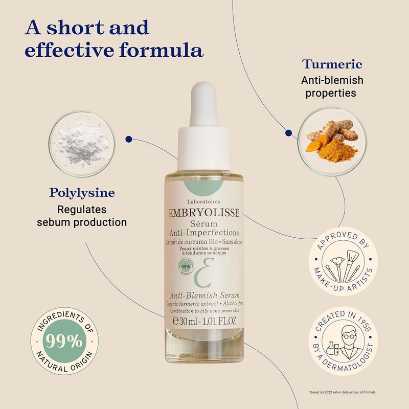 Embryolisse Anti-Blemish Face Serum - Target Pimples & Blackheads | 1.01 Fl Oz for Oily/Combination Skin