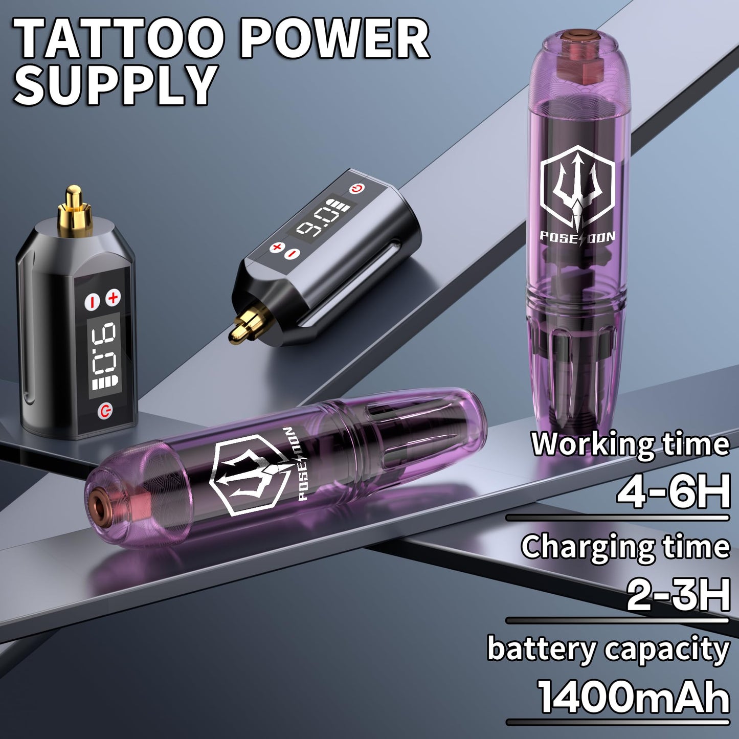 POSEIDON Tattoo Kit Tattoo Gun Kit, Tattoo Pen Kit with 2PCS 1200mAh Power Supply and 11 Tattoo Inks, Tattoo Machine Kit with 20pcs Tattoo Needles for Beginers