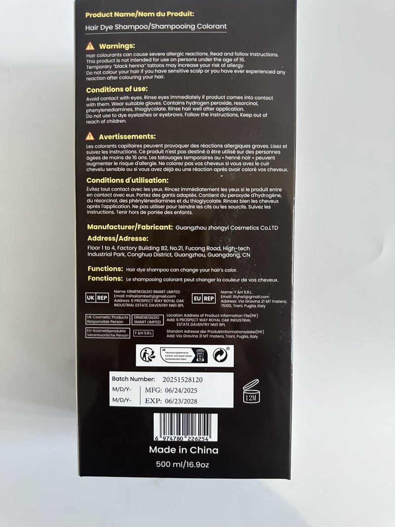 IIIMEIDU Dark Brown Hair Dye Shampoo for Gray Hair, Semi Permanent Hair Color Shampoo for Women Men, Grey Coverage 500ml