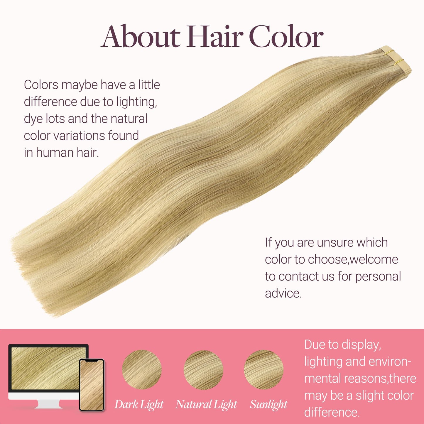 GOO GOO Tape in Human Hair Extensions Remy Invisible No Shedding Waterproof Tape Soft Silky Reusable for Daily Wear, 16/22 Light Blonde Highlighted Golden Blonde, 18inch 50g 20pcs