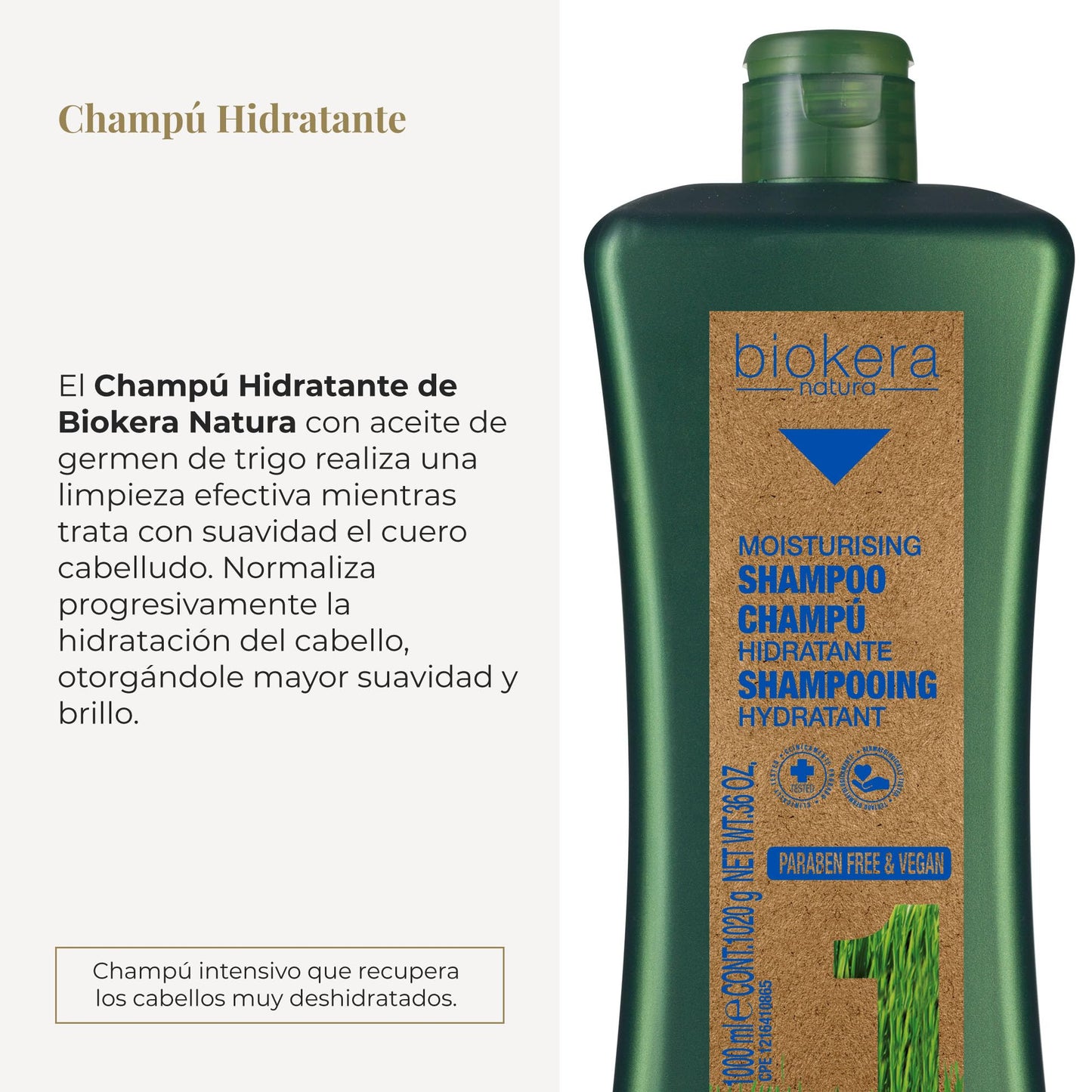 Salerm Biokera Natura Moisturising Shampoo, 36 Ounce / 1000 ml
