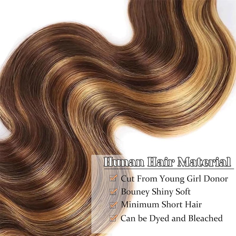 16 Inch HD Transparent Lace Body Wave Closure - 2x6 Brazilian Human Hair with Highlights & Baby Hair