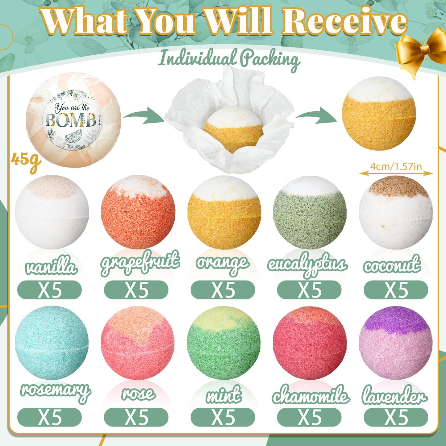 Dansib 50 Packs Wedding Party Favors Bulk Eucalyptus Bath Bombs Spa Gifts Shower Steamers Individually Bridal Shower Favor Gifts Bachelorette Favors Prizes for Guests Women Men