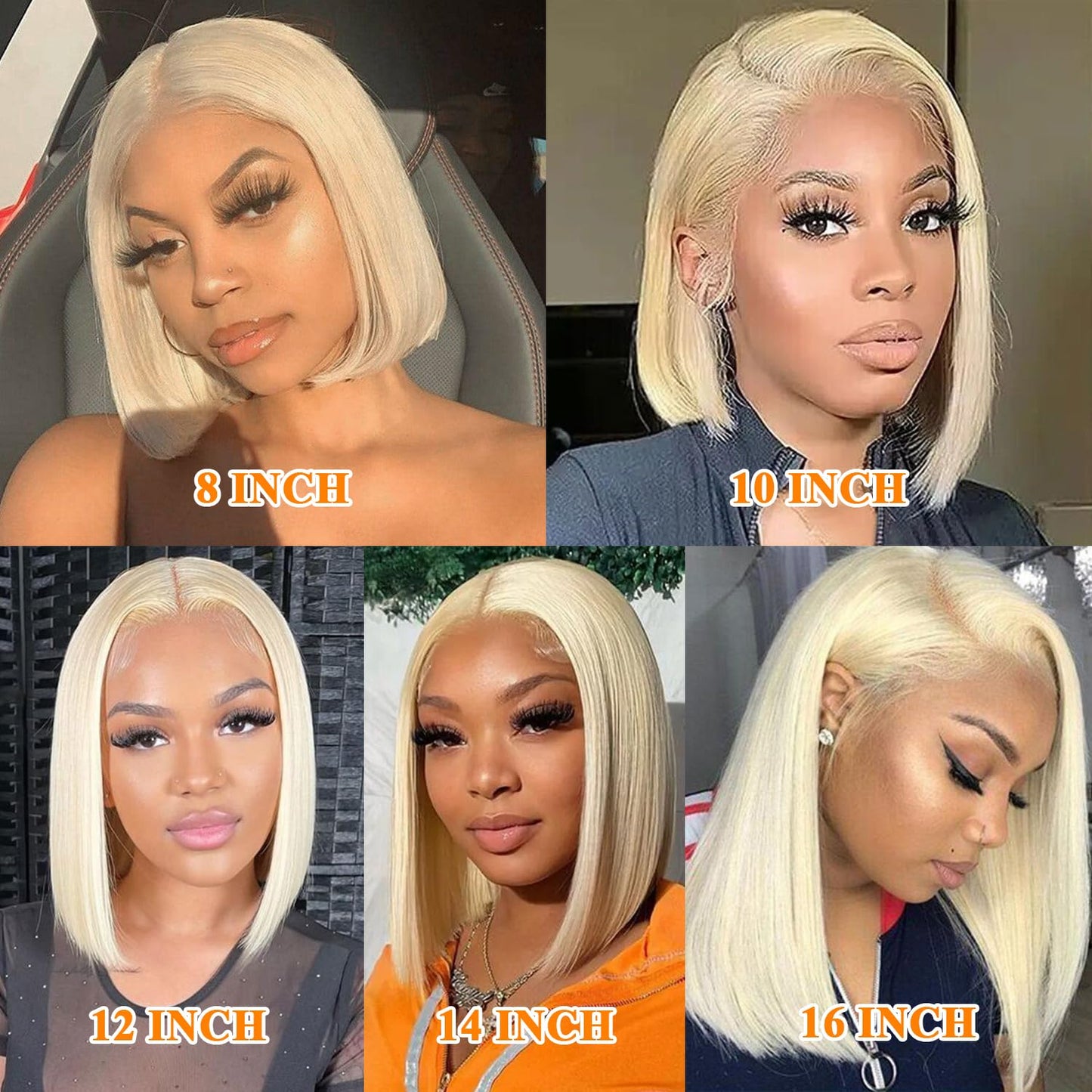 Hertune 613 Short Bob Wig Human Hair Blonde Bob Wig HD Lace Front 8 Inch Short Bob Human Hair Wigs 180% Density Frontal Wigs Pre Plucked with Baby Hair for Black Women