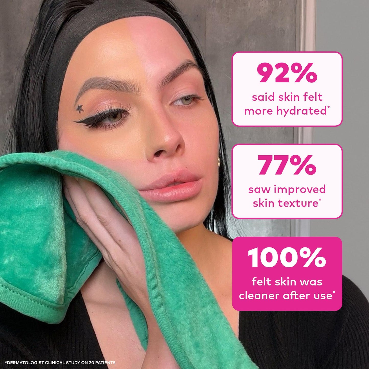 The Original MakeUp Eraser PRO, Effortlessly Remove All Makeup Using Only Water, Including Waterproof Mascara, Eyeliner, Foundation, Lipstick, Sunscreen,and More! Green, 1ct.