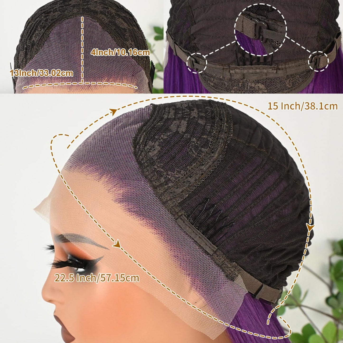 Lezaxiu Purple Lace Front Wigs Long Straight Glueless Dark Purple Wigs Pre Plucked Ready to Wear Wigs Heat Resistant Synthetic Lace Front Wig for Black Women Natural Hairline