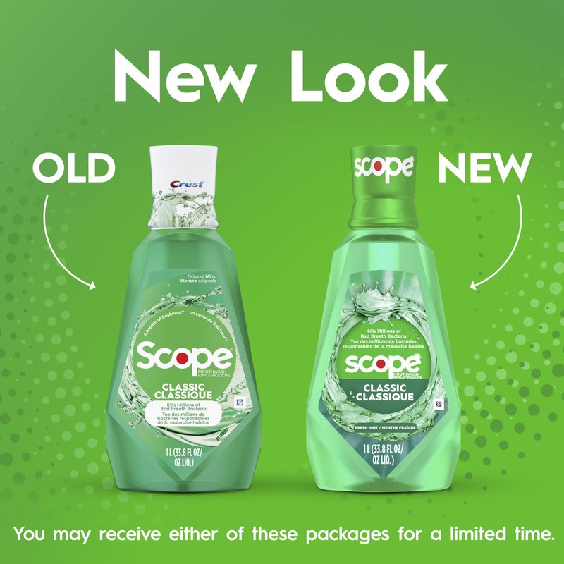 Crest Scope Classic Mouthwash, Original Formula, 500 Ml, 4 Count