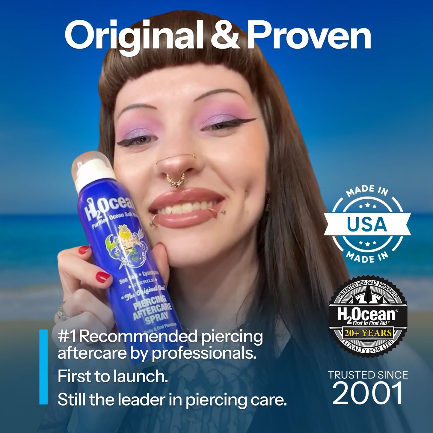 H2Ocean Piercing Aftercare Spray 4oz + Sea Salt Body Piercing Spray 6oz