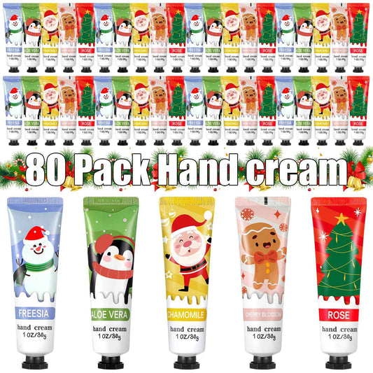Swiffen 80 Pcs Christmas Hand Cream Gift Set for Dry Cracked Hands Natural Plant Fragrance Shea Hand Lotion Mini Hand Moisturizing Cream Christmas Gifts for Women Mom Christmas Stocking Stuffers