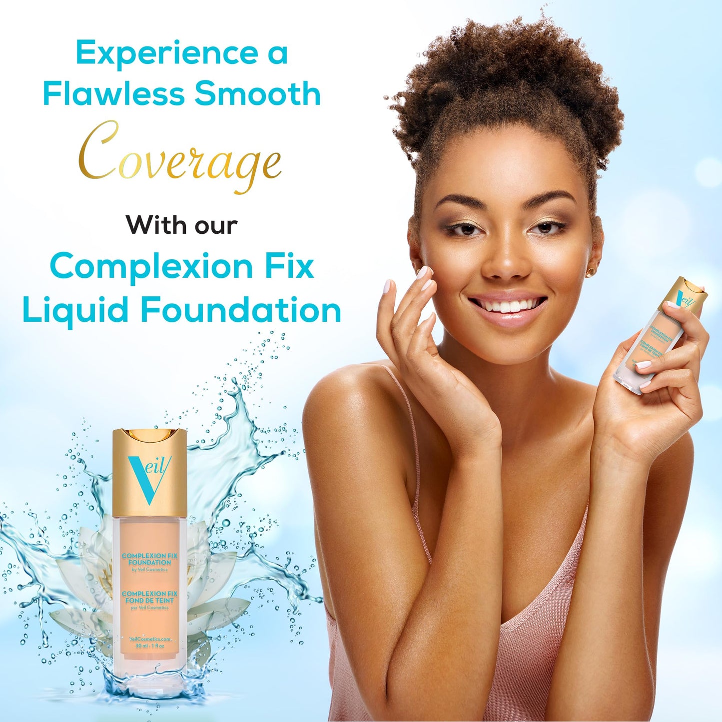 Veil Cosmetics Complexion Fix Liquid Foundation – Hydrating Buildable Coverage – Water-Resistant, Hypoallergenic, Oil-Free, Cruelty-Free & Vegan – Lightweight & Brightening (4N Tan Neural)
