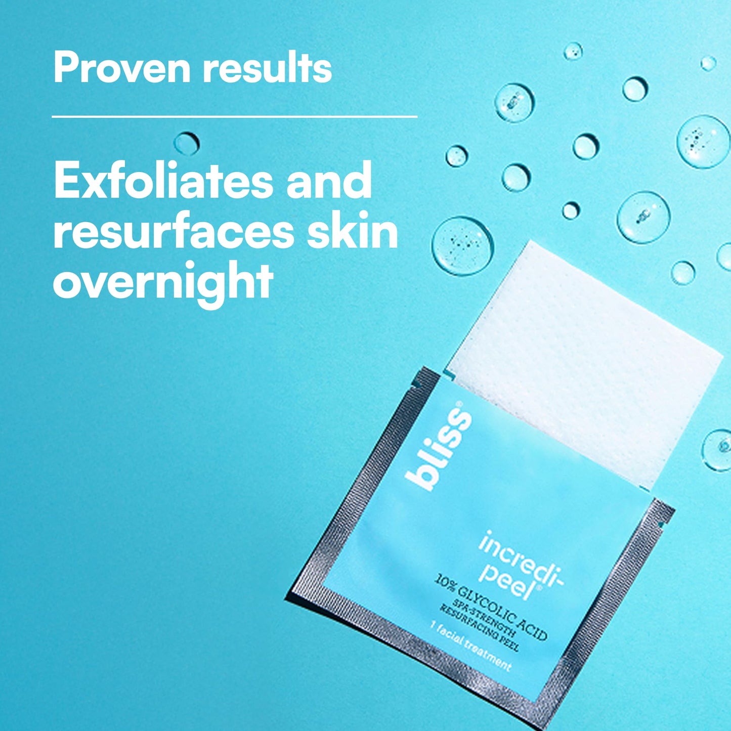 Bliss That's Incredi-peel Glycolic Resurfacing Pads - Single-Step Pads for Exfoliating & Brightening | Vegan | Fragrance-Free | Cruelty-Free | Paraben Free | 5 ct.