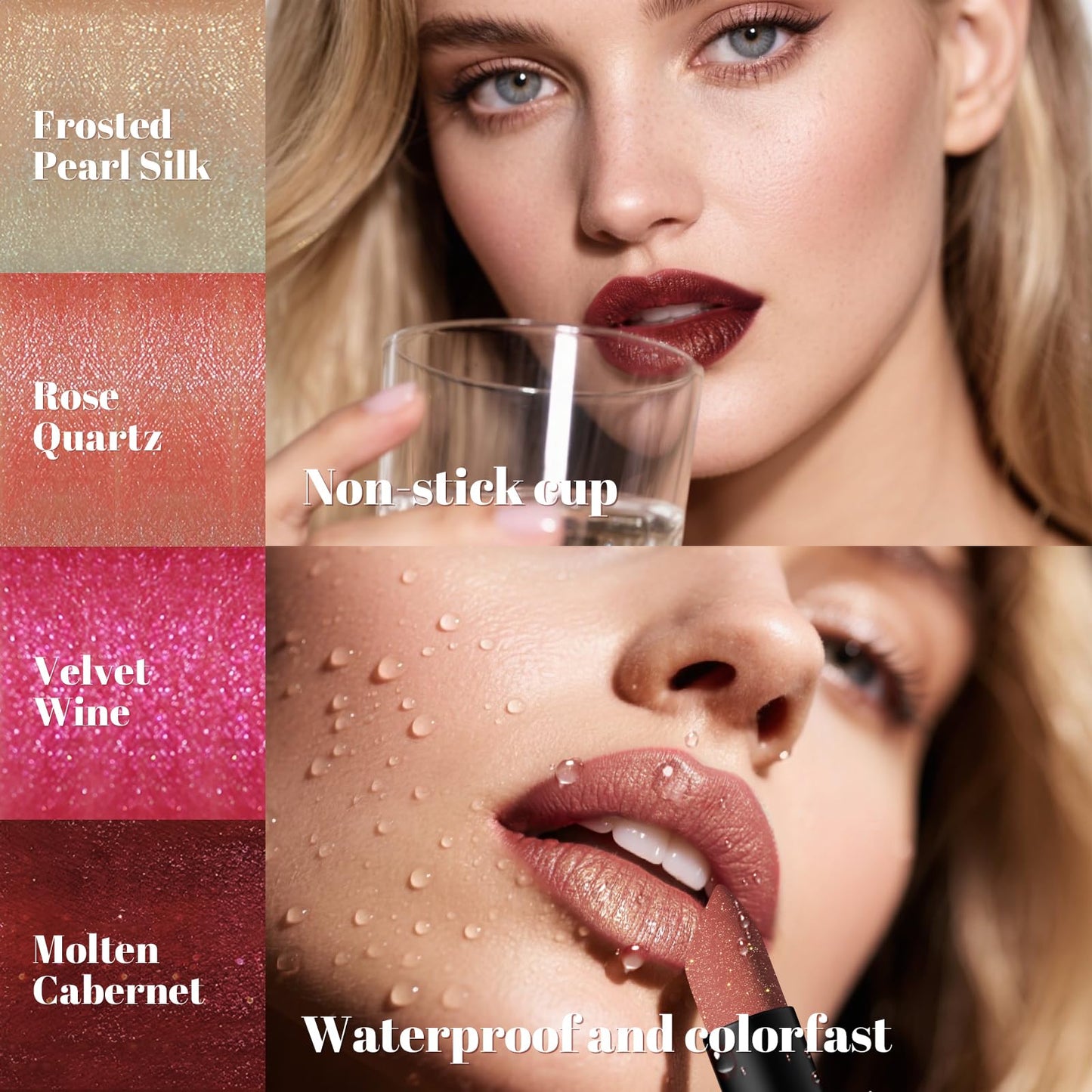 Badhare Shimmer Lipstick Liquid Lip Gloss Waterproof Matte - Long Lasting 12H Transfer Proof, Smudge Proof Full Coverage Non-Drying Glitter Lipstick with Sparkle Lip Stains