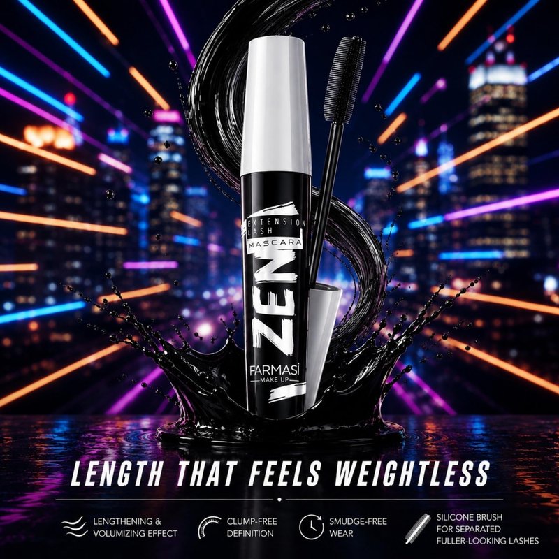 FARMASi 2 PACK Zen Extension Lash Mascara, Lengthening & Volumizing Effect, Clump-Free Definition, Smudge-Free Wear, Silicone Brush for Separated Fuller-Looking Lashes, Blackest Black