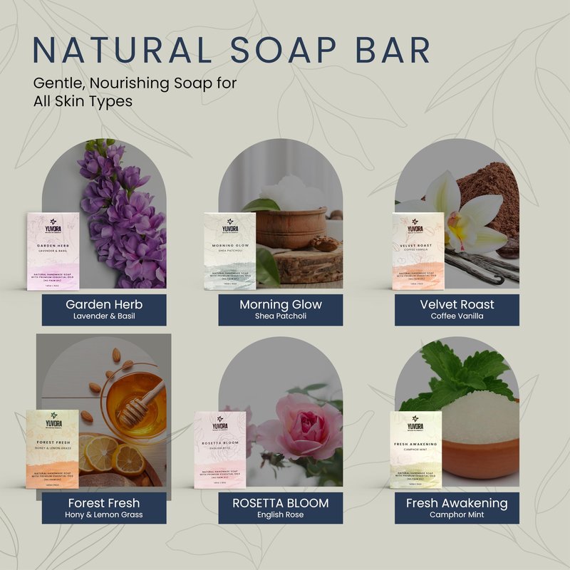 Yuvora 6 Pcs Men Natural Handmade Body Soaps 5 OZ Pack Set Rugged Essence Long lasting Fragrance Luxurious Scents with Natural Ingredients – Sulfate & Paraben Free, Vegan Soap