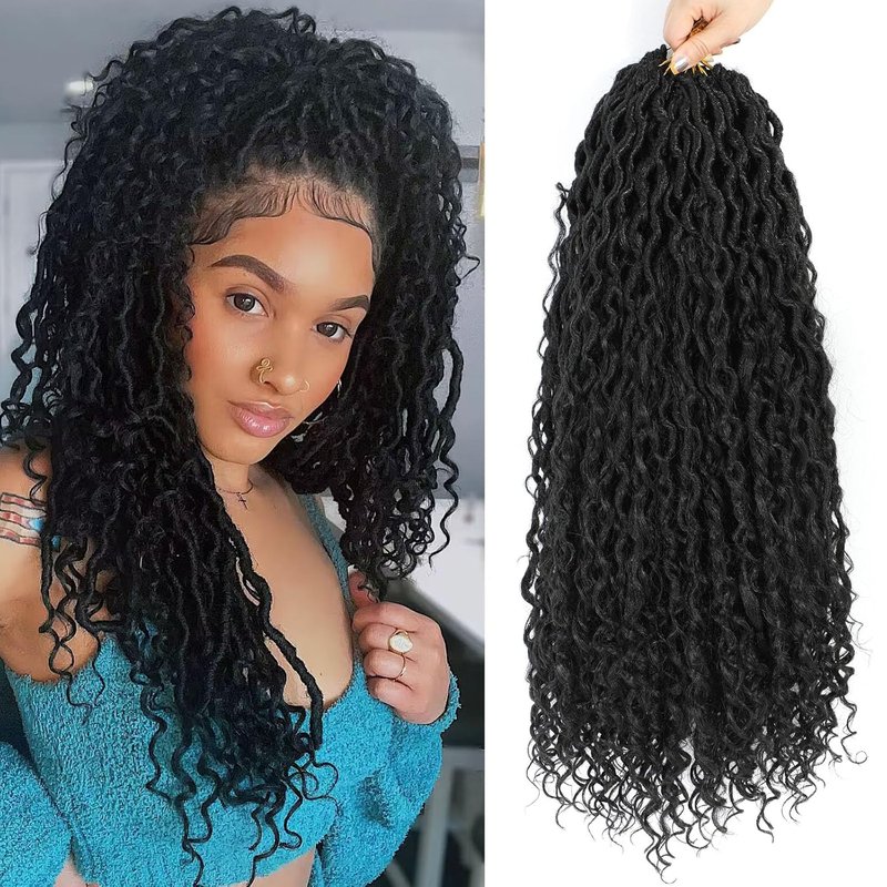 Goddess Locs Crochet Hair - 24 Inch Bohemian Faux Locs | 8 Packs Natural Looking Braiding Hair for Women & Kids