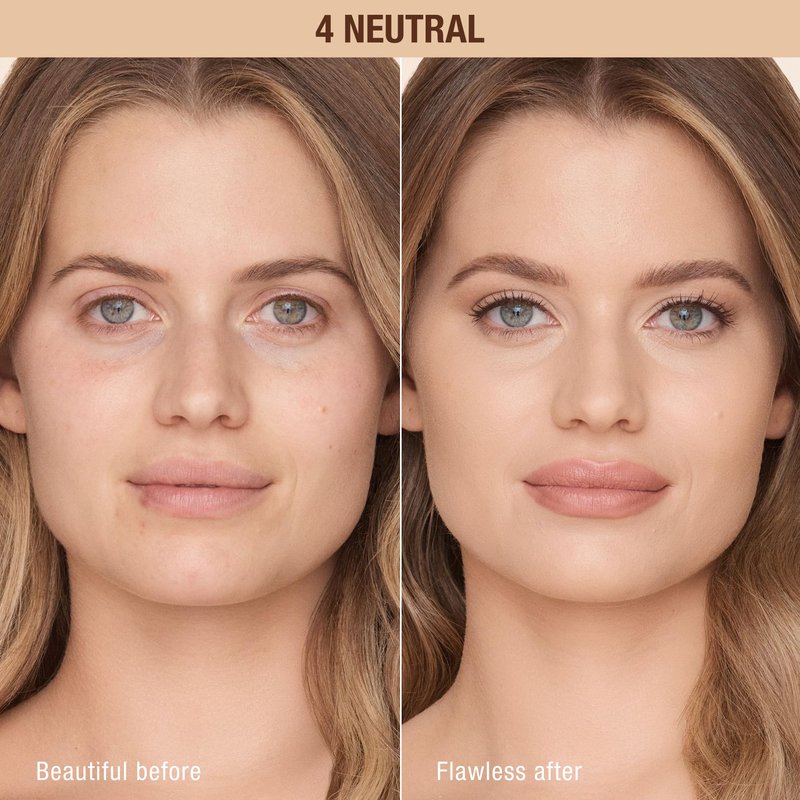 Charlotte Tilbury Airbrush Flawless Matte Foundation - Full Coverage Liquid Makeup with a Natural-Matte Finish - Smoothes & Blurs Pores - Waterproof & Transfer Resistant - 4 Neutral