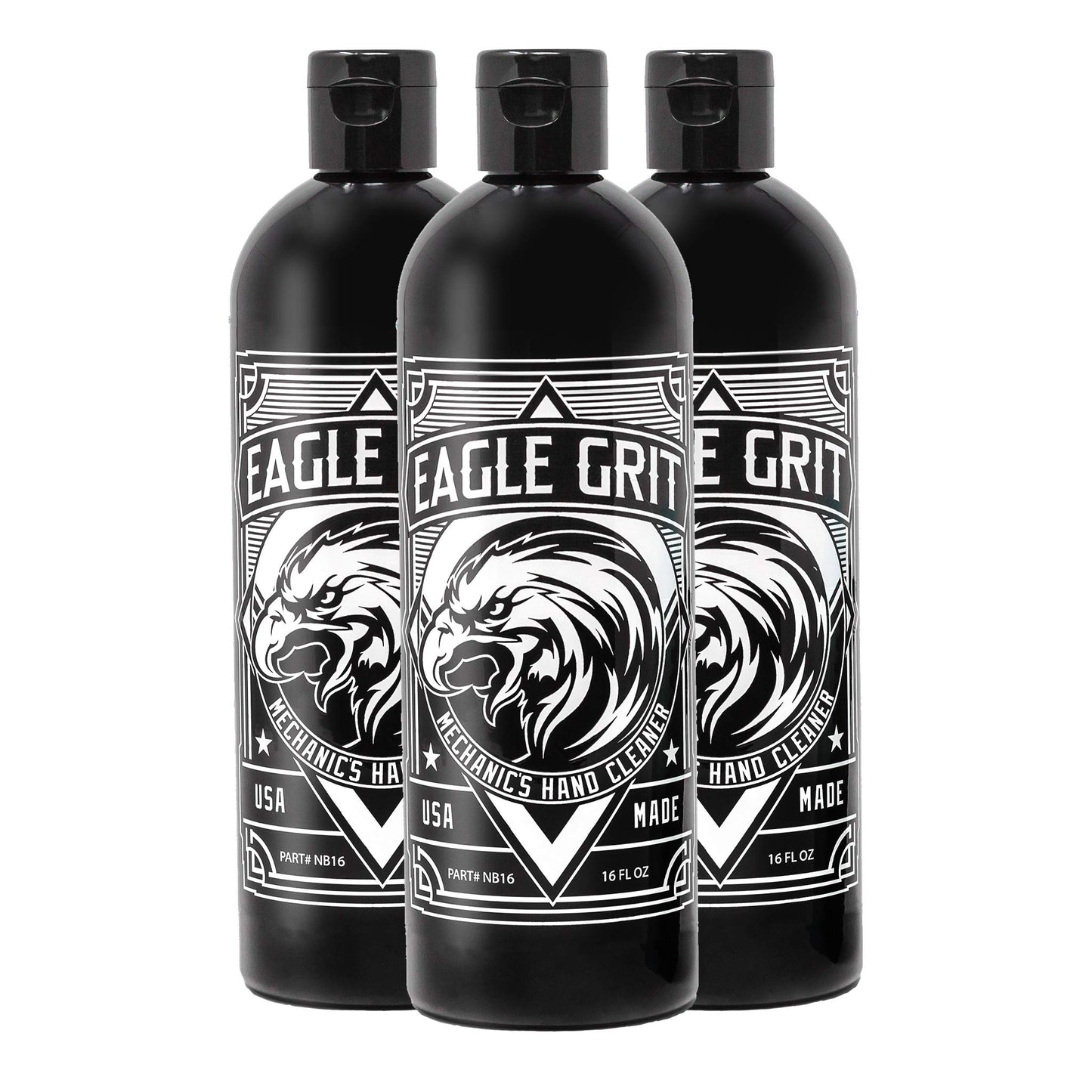 Eagle Grit Heavy Duty Industrial Hand Cleaner – USA Made Mechanic Soap – Silica-Based, Solvent-Free Hand Degreaser – Removes Grease, Oil, Paint, & More – Moisturizing, Drain & Eco-Friendly – 3 x 16 Oz