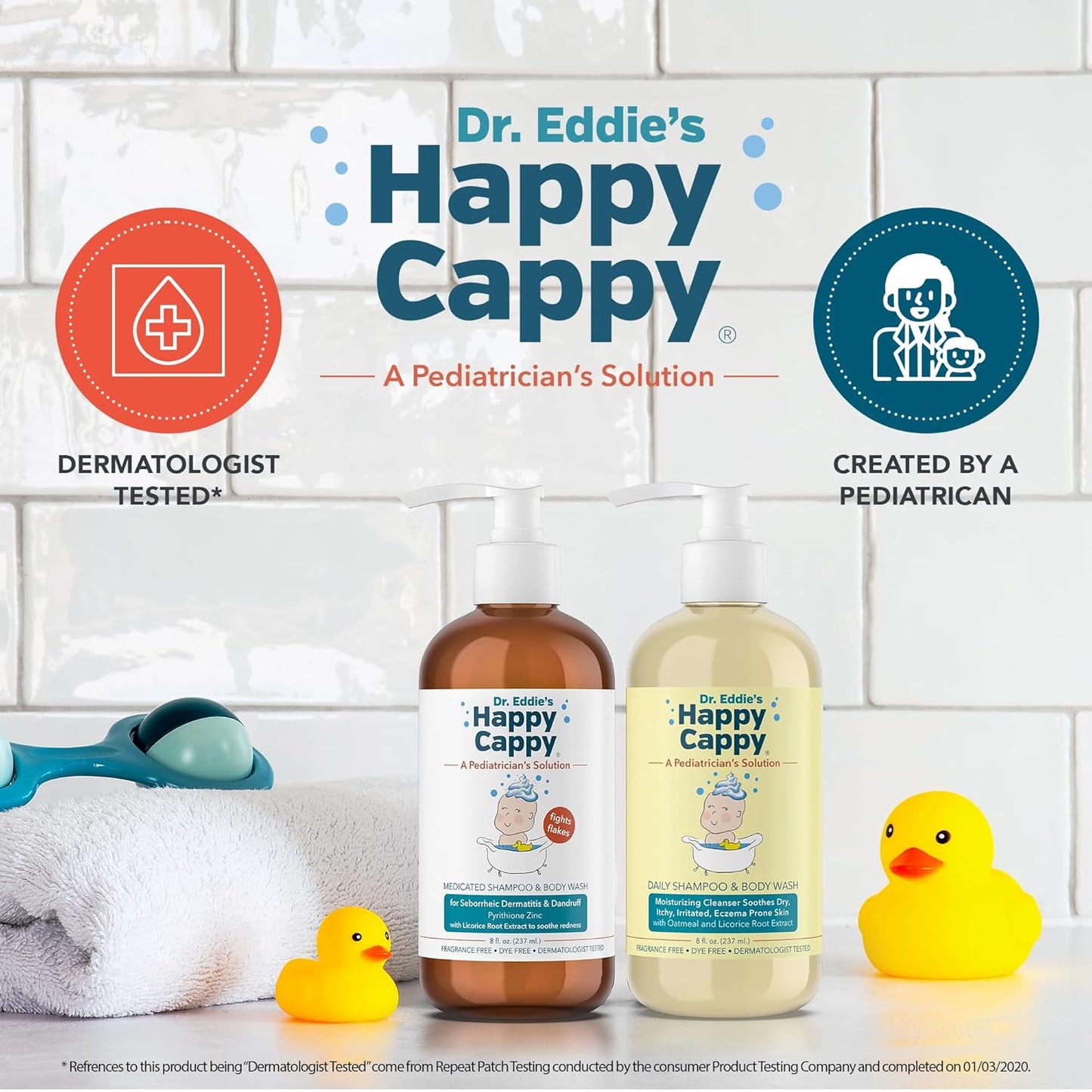 Happy Cappy Daily Medicated Shampoo & Body Wash Bundle | Baby Dandruff Treatment for Cradle Cap & Seborrheic Dermatitis - 2 Pieces