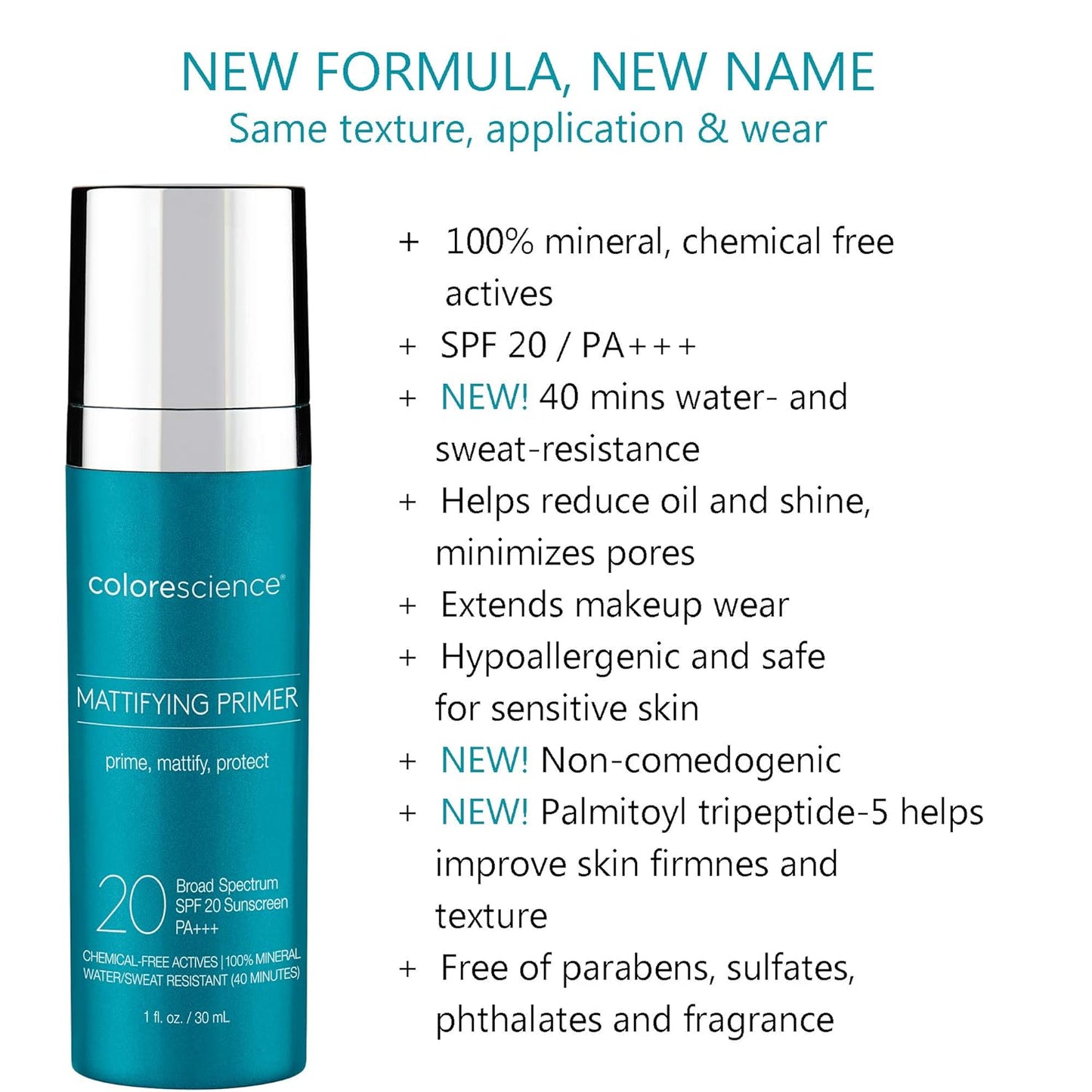 Colorescience Mattifying Perfector Face Primer - Water Resistant Mineral Sunscreen, SPF 20 | 1 Fl Oz