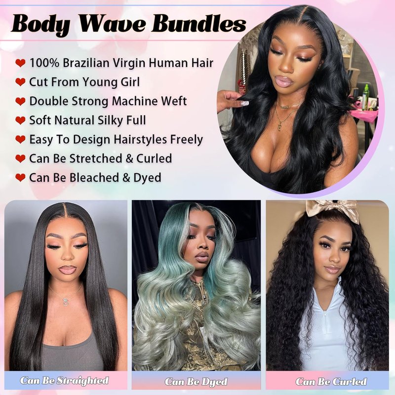 KAITHLYPO 22 Inch Body Wave Bundles Human Hair 12A 100% Unprocessed Brazilian Virgin 1 Bundle for Women Weave Quick Human Hair Bundles Body Wave