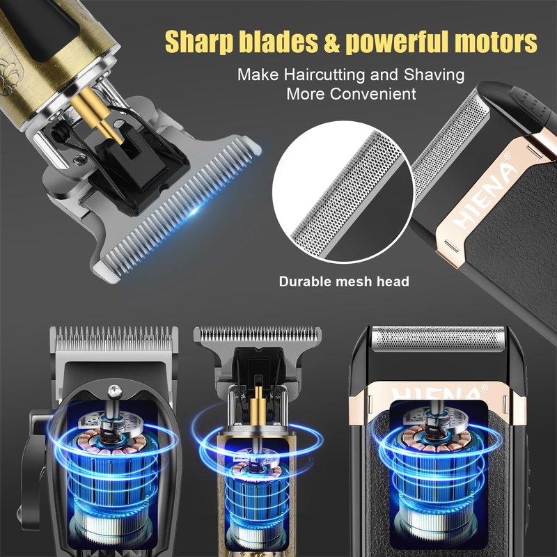 Professional Hair Clippers for Men - Cordless 3-in-1 Hair Cutting Kit with LED Display | USB-C Rechargeable Foil Shaver