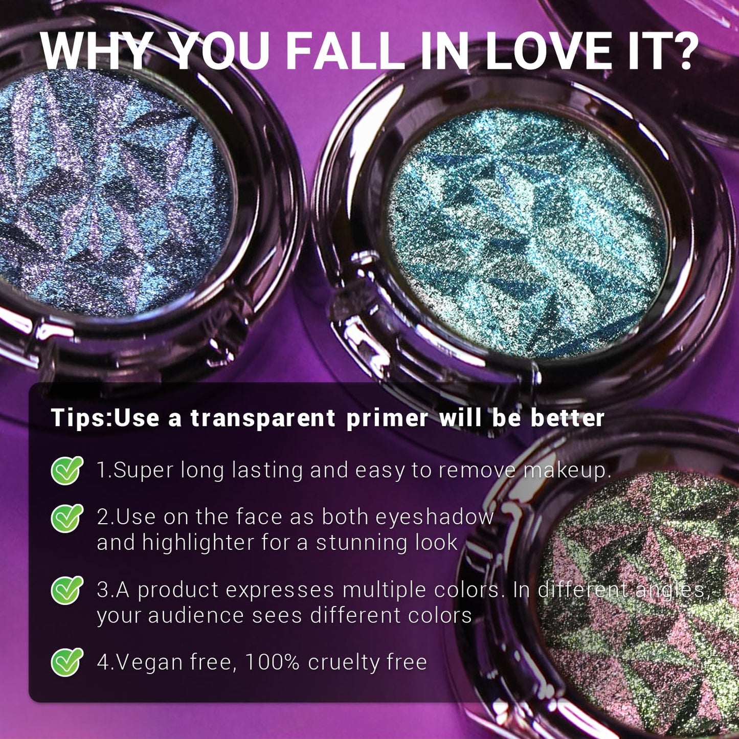 CHARMACY Multichrome Glitter Eyeshadow, Intense Color Shifting Creamy Eye Shadows, Highly Pigmented, Metallic Shimmer Eyeshadow #812