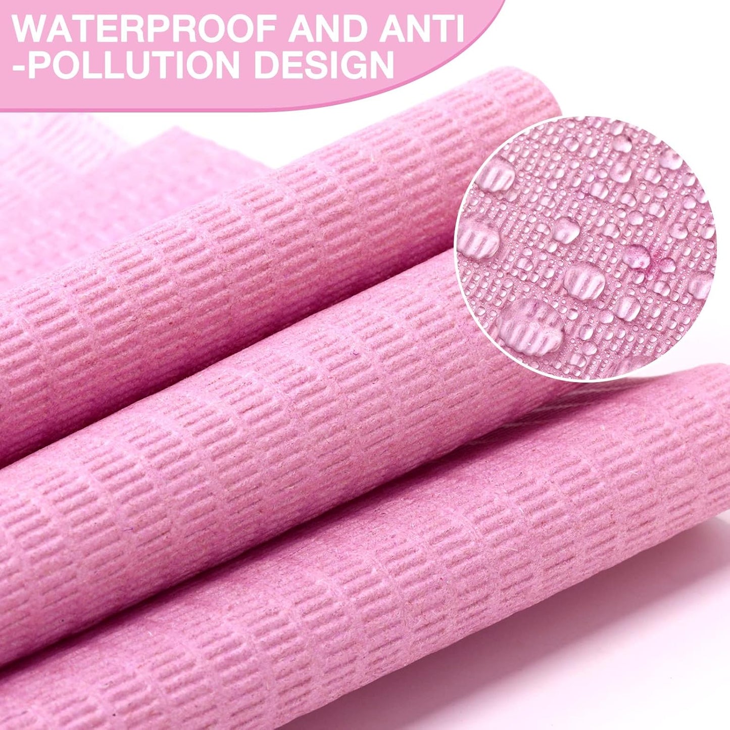 Disposable Nail Table Towels - 250 Pcs 3 Ply Waterproof Mat | 13'' x 18'' Pink Patient Bibs