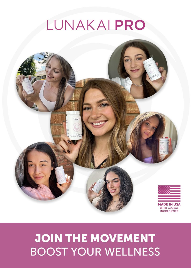 Lunakai USA Made Hair Growth Supplement for Women - Advanced 20 Nutrient with Marine Collagen, Saw Palmetto, Biotin & Keratin - Daily Hair Vitamins for Thicker Strands - 90 Capsules