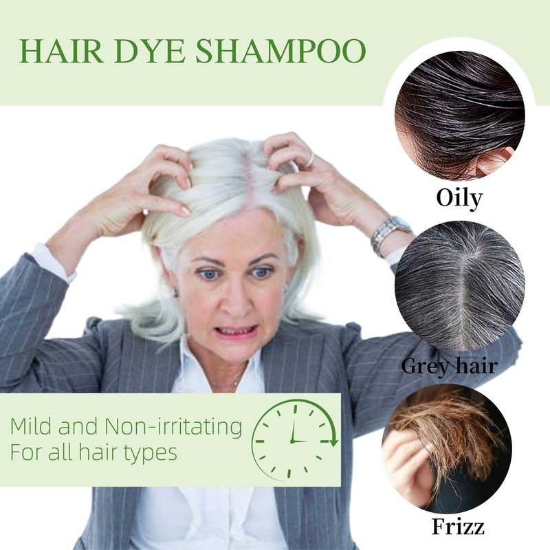 SHIHUANUO Black Hair Dye Shampoo 3 in 1 for Gray Hair Coverage, Herbal Ingredients Natural Shampoo Black Hair Dye for Women & Men/Ammonia-Free 520ml