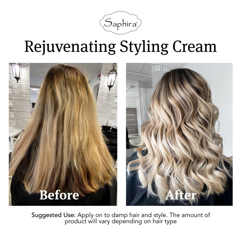 Saphira Rejuvenating Styling Cream, Frizz Control Hair Smoothing Cream and Styling Formula with 26 Dead Sea Minerals, Finishing Cream for Medium to Firm Hold, Sulfate-Free, Paraben-Free, 8.5 Ounce