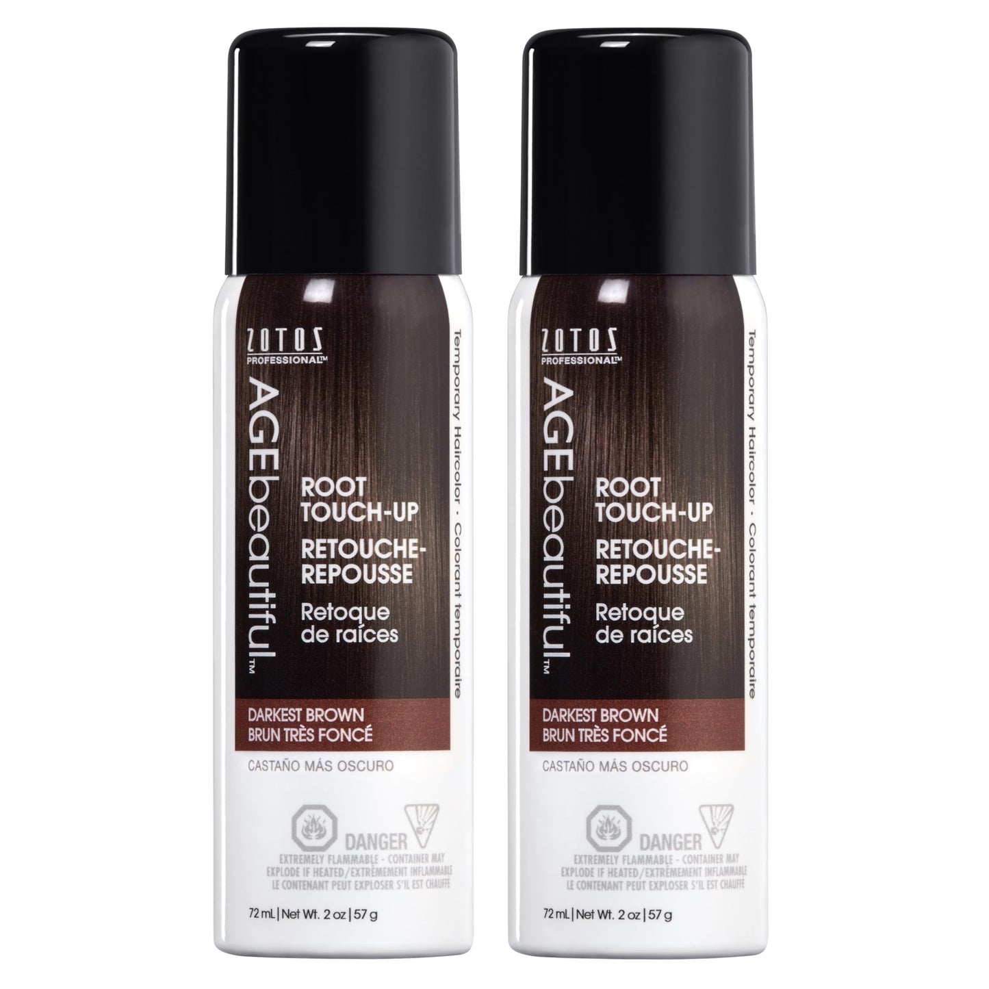 AGE beautiful Root Touch Up Hair Color Spray | Touch-Up Gray Concealer | Temporary Cover Up | Adds Volume & Covers Thinning Patches | Water, Sweat, Stain Resistant | Darkest Brown | 2 Fl Oz