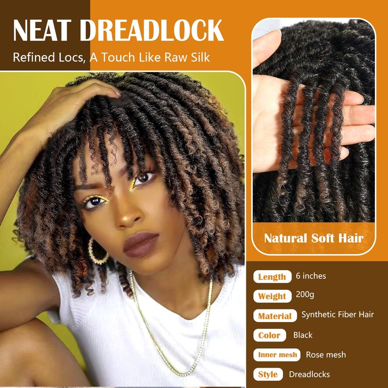 Looxey Dreadlock Wig, Short Braided Wigs for Black Women, Synthetic Dreads Wig with Bangs, Glueless Afro Curly Wig Natural Dreads Loc for Daily and Party (Ombre Blonde)