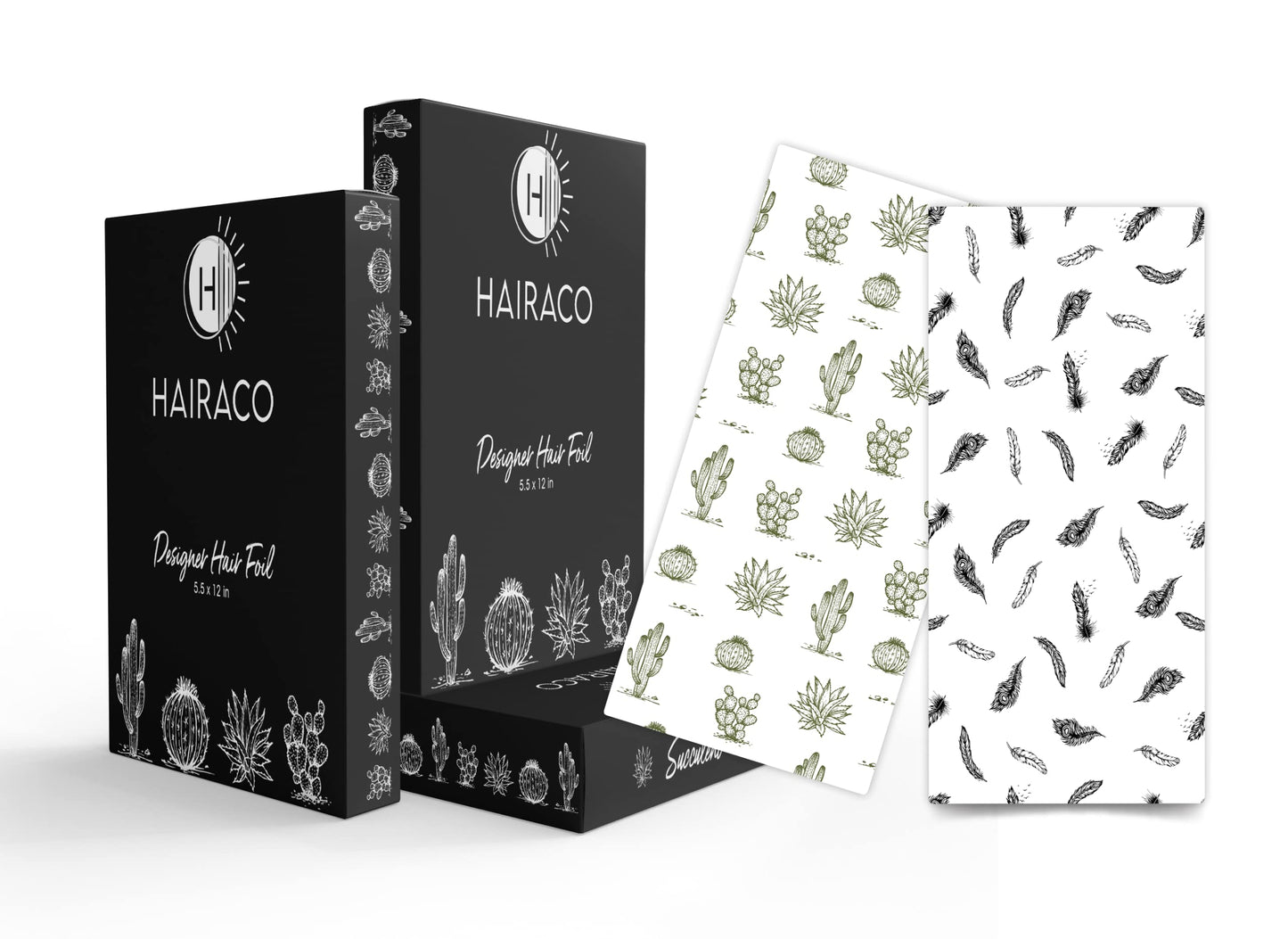 Hairaco Oversized Designer Hair Foils - 500 pre cut single sheet 5.5x12 inches - Succulent/Cactus Western Desert Collection