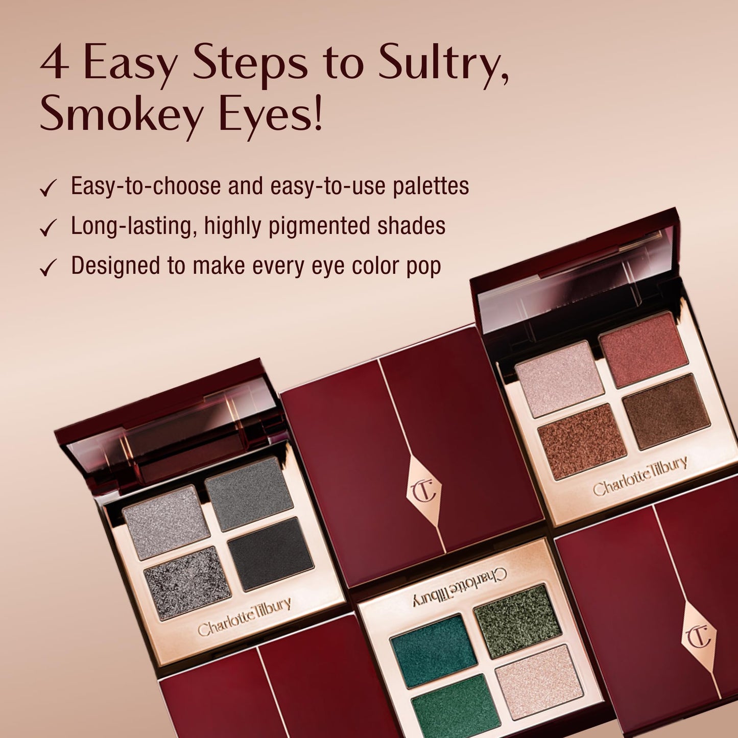 Charlotte Tilbury Luxury Palette Eyeshadow - Shimmer, Metallic & Satin Matte Eyeshadow Quad with a Rich Powder Formula - Includes 4 Complementary Shades - The Vintage Vamp