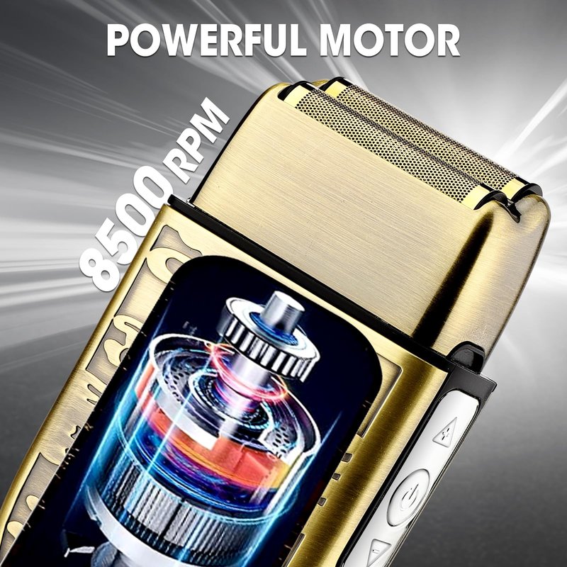 Dumite 4-in-1 Hair Clippers for Men, Professional Cordless Barber Hair Cutting Kit, T-Blade Trimmer, Electric Foil Shaver, Nose Hair Trimmer, LCD Display, Grooming Gift Set (Gold)