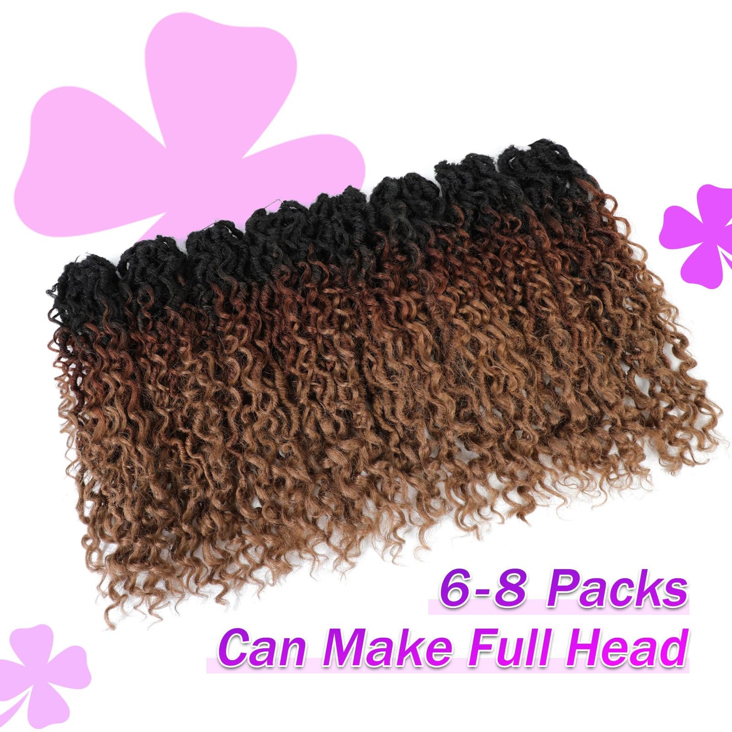 Goddess Locs Crochet Hair 14Inch Pre Looped Faux Locs Crochet Hair with Curly Ends 8Packs Bohemian Crochet Braids Hair for Black Women1B/30/27