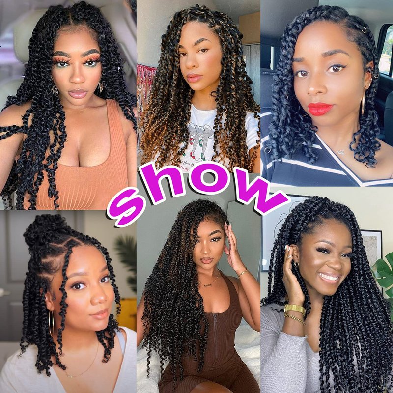 Bileaf 8 Pack Passion Twist Crochet Hair 10 Inch Pre-twisted Short Crochet Passion Twist Hair, Pre Looped Passion Twists Crochet Braids Bohemian Crochet Hair 1B